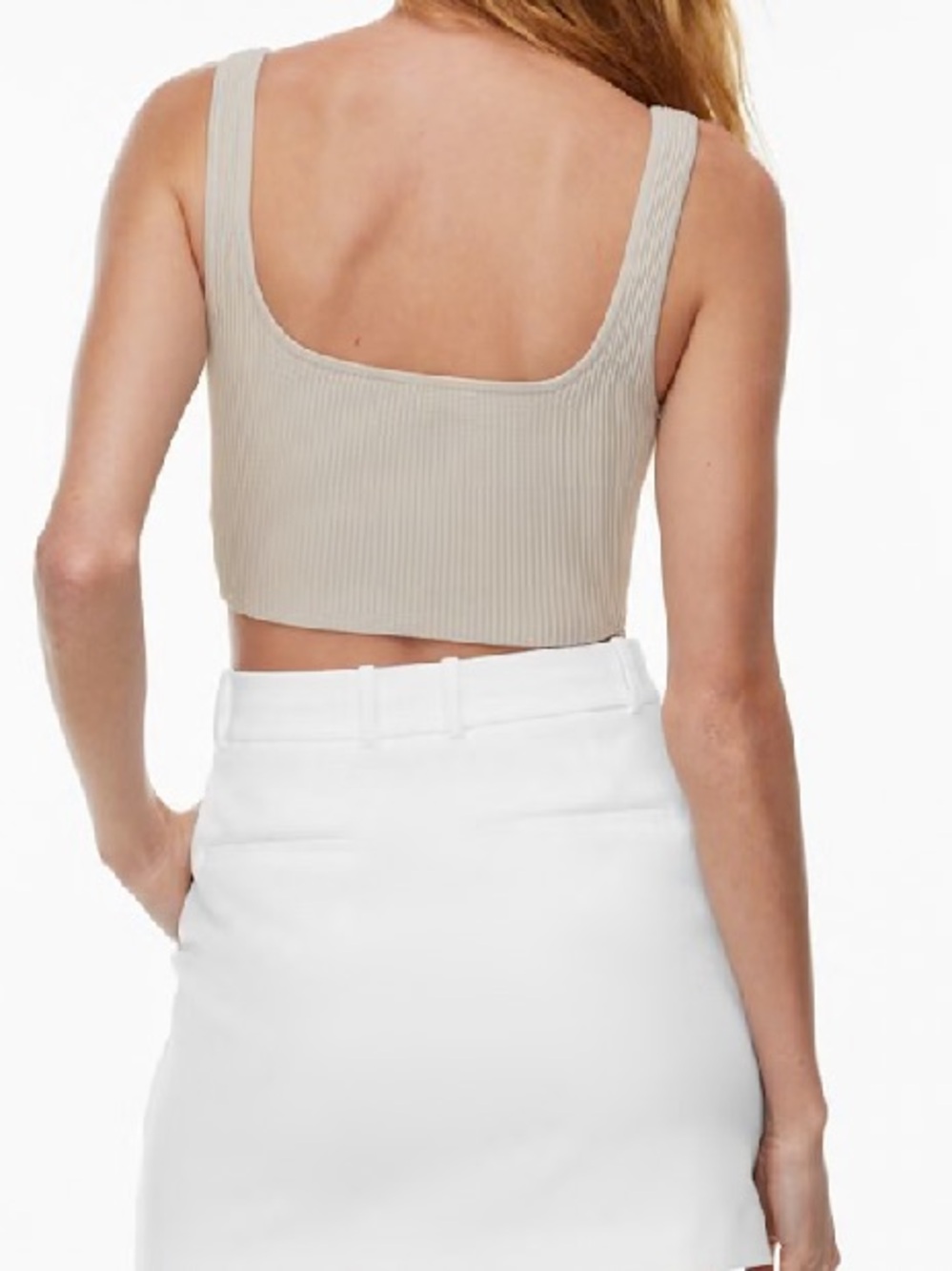 Babaton Cream Ribbed Cropped Tank - Picture 4 of 6